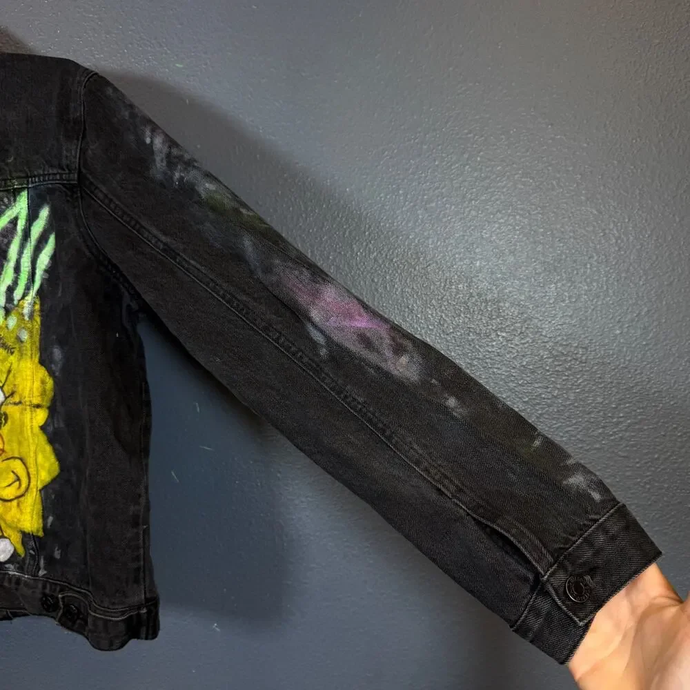 Buffalo M women’s black Lisa Simpsons custom denim jacket distressed